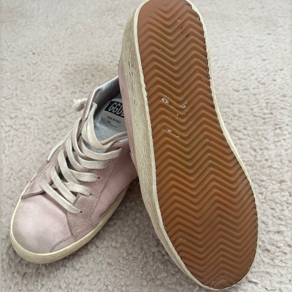Golden Goose Super Star Pink Suede Sneakers Sz 38 - Picture 5 of 6